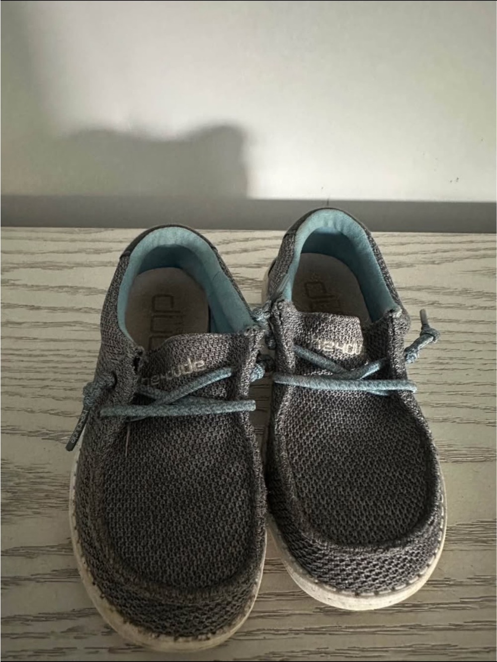 Kids Gray Slip-On Sneakers with Blue Lining